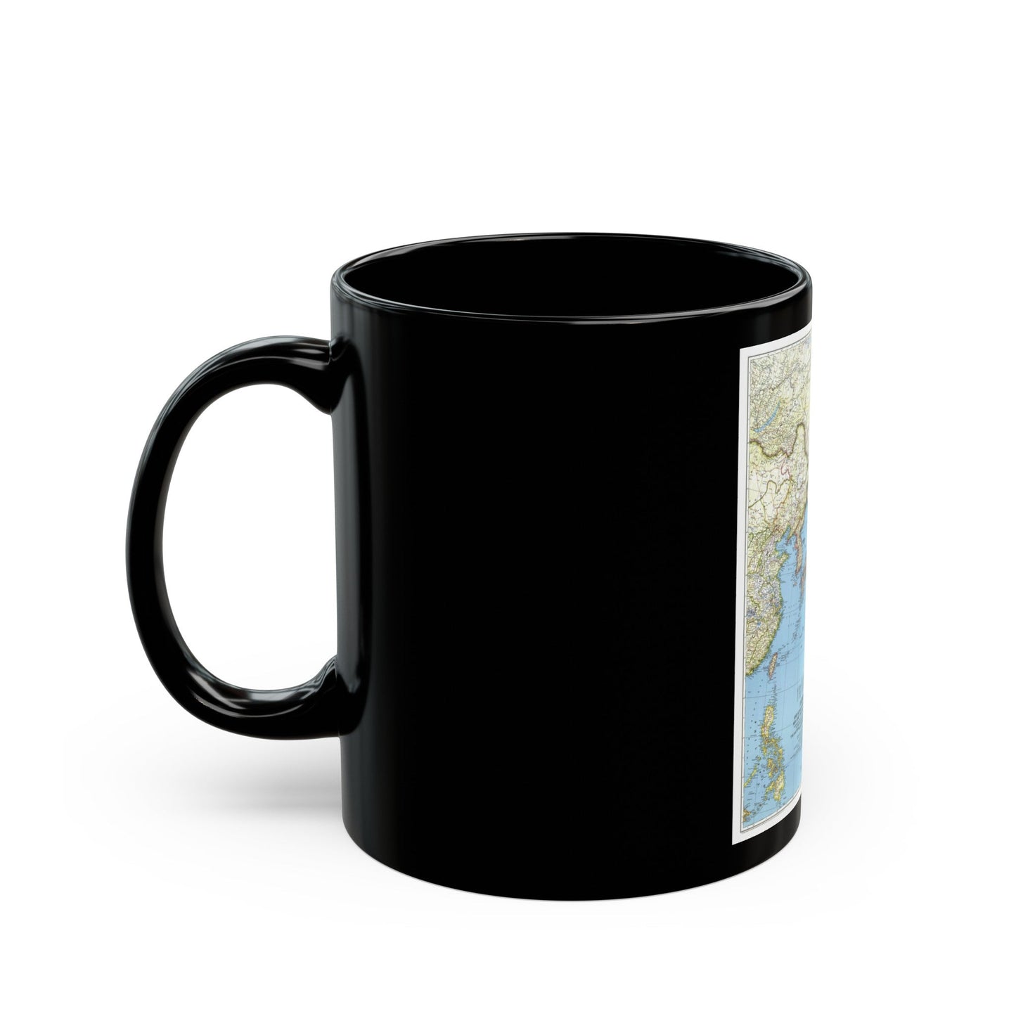 Japan and Adjacent Regions (1944) (Map) Black Coffee Mug-The Sticker Space