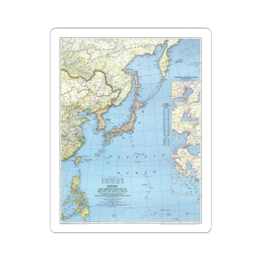 Japan and Adjacent Regions (1944) (Map) STICKER Vinyl Kiss-Cut Decal 2 Inch White - The Sticker Space