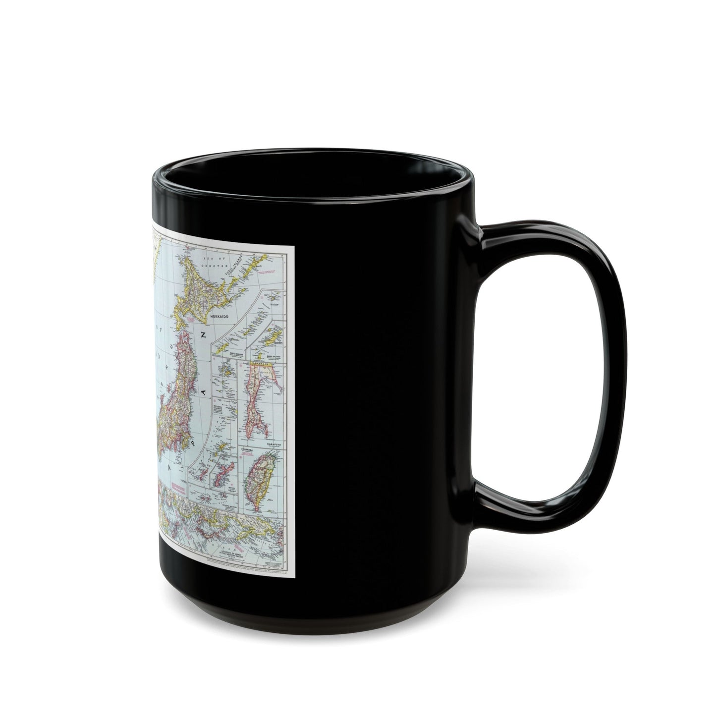 Japan and Korea (1945) (Map) Black Coffee Mug-The Sticker Space