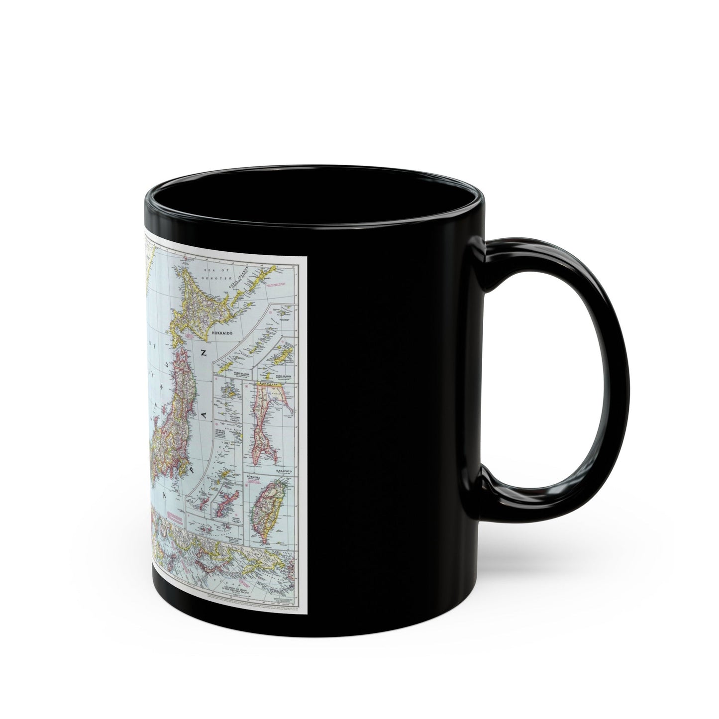 Japan and Korea (1945) (Map) Black Coffee Mug-The Sticker Space