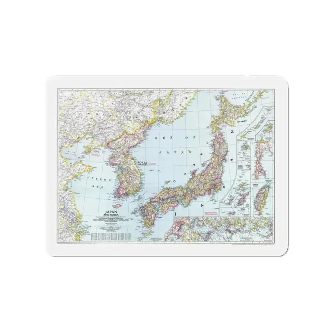 Japan and Korea (1945) (Map) Refrigerator Magnet 3 Inch - The Sticker Space