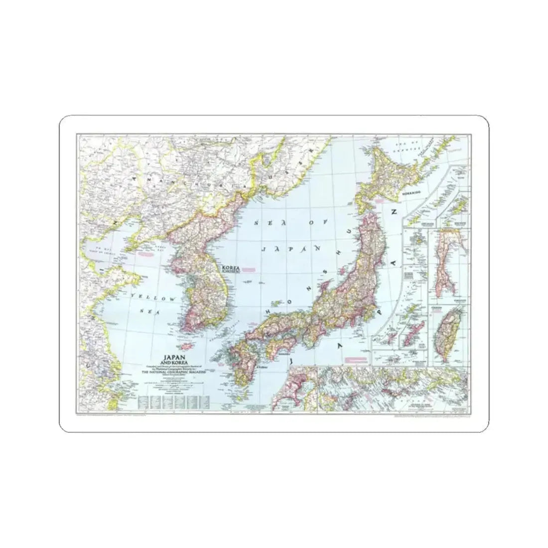 Japan and Korea (1945) (Map) STICKER Vinyl Kiss-Cut Decal 2 Inch White - The Sticker Space