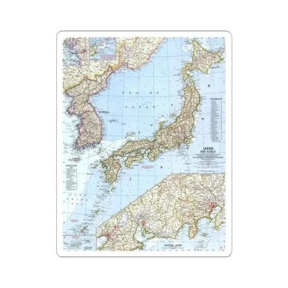 Japan and Korea (1960) (Map) STICKER Vinyl Kiss-Cut Decal 4 Inch White - The Sticker Space