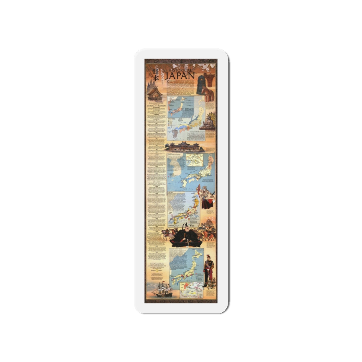 Japan - Historical (1984) (Map) Refrigerator Magnet-3" x 3"-The Sticker Space