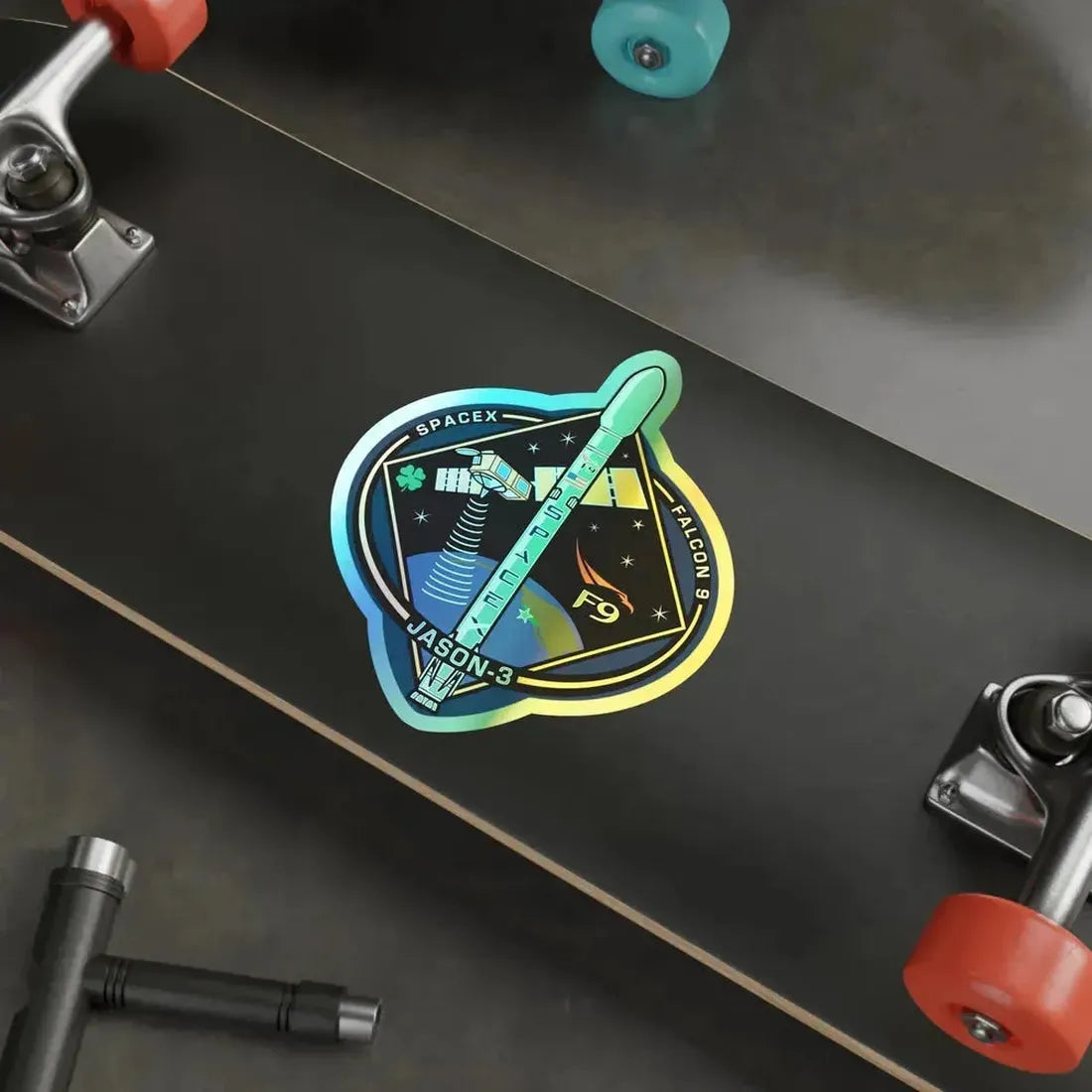 Jason-3 (SpaceX) Holographic STICKER Die-Cut Vinyl Decal - The Sticker Space