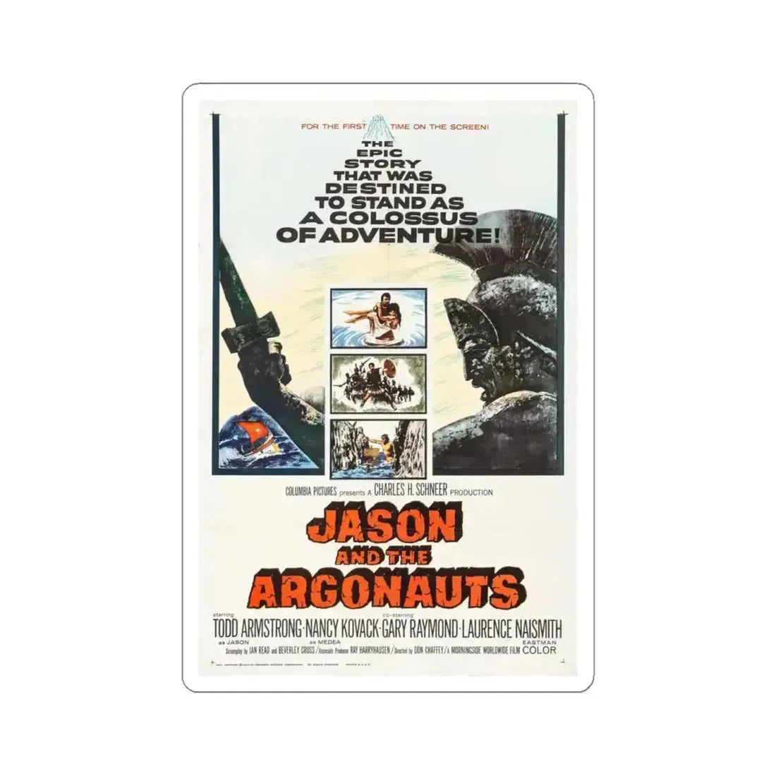 Jason and the Argonauts 1963 Movie Poster - STICKER Vinyl Kiss-Cut Decal 4 Inch White - The Sticker Space