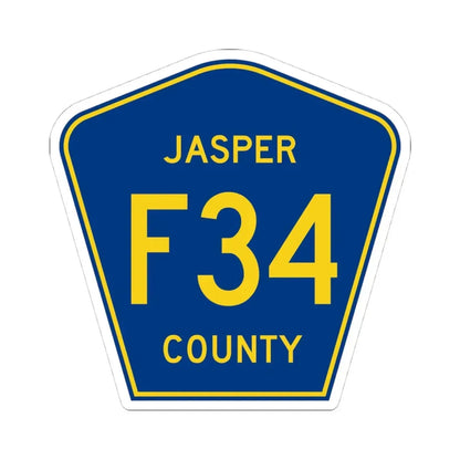 Jasper County Route F34 IA (Iowa) (Road Sign) STICKER Vinyl Kiss-Cut Decal 4 Inch White - The Sticker Space
