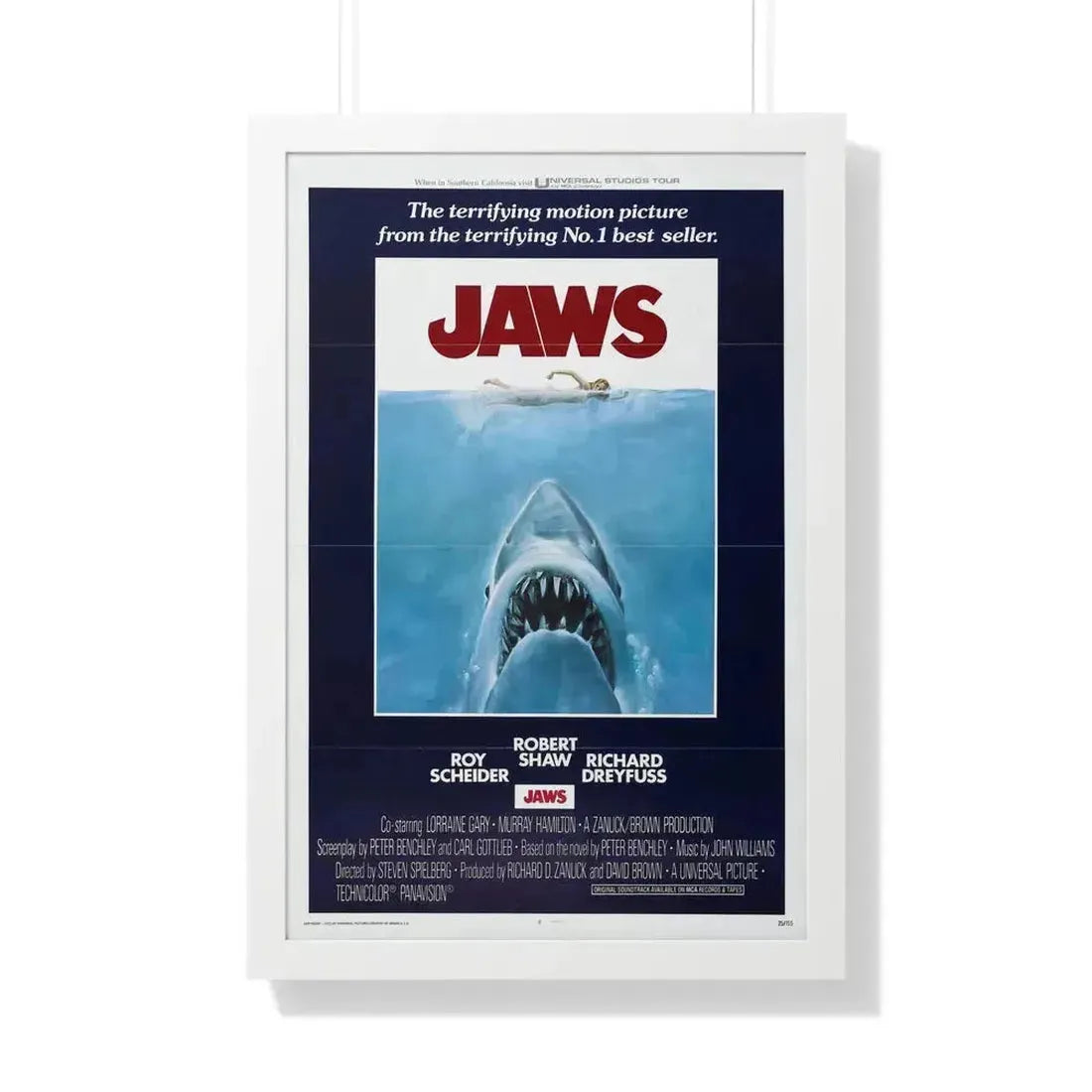 JAWS 1975 - Framed Movie Poster 20" x 30" White - The Sticker Space
