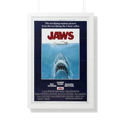 JAWS 1975 - Framed Movie Poster 20" x 30" White - The Sticker Space