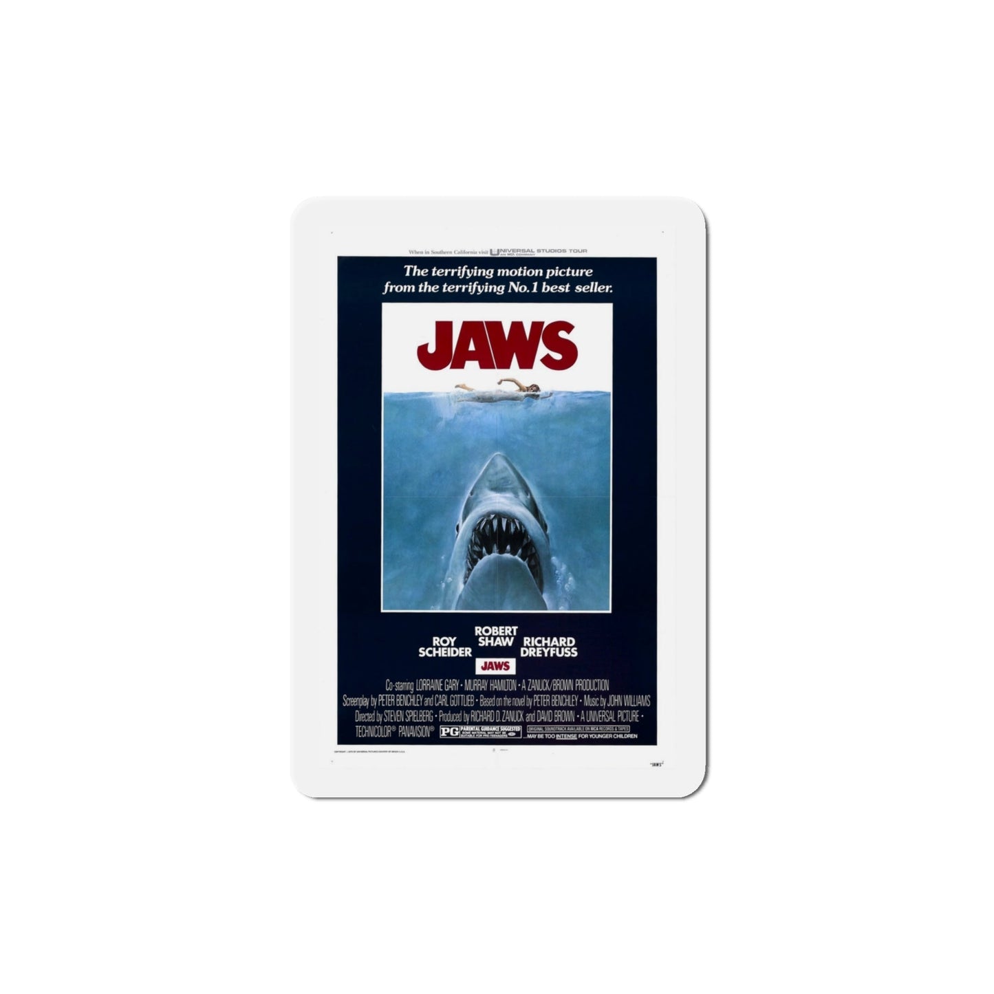 Jaws 1975 Movie Poster Die-Cut Magnet-4 Inch-The Sticker Space