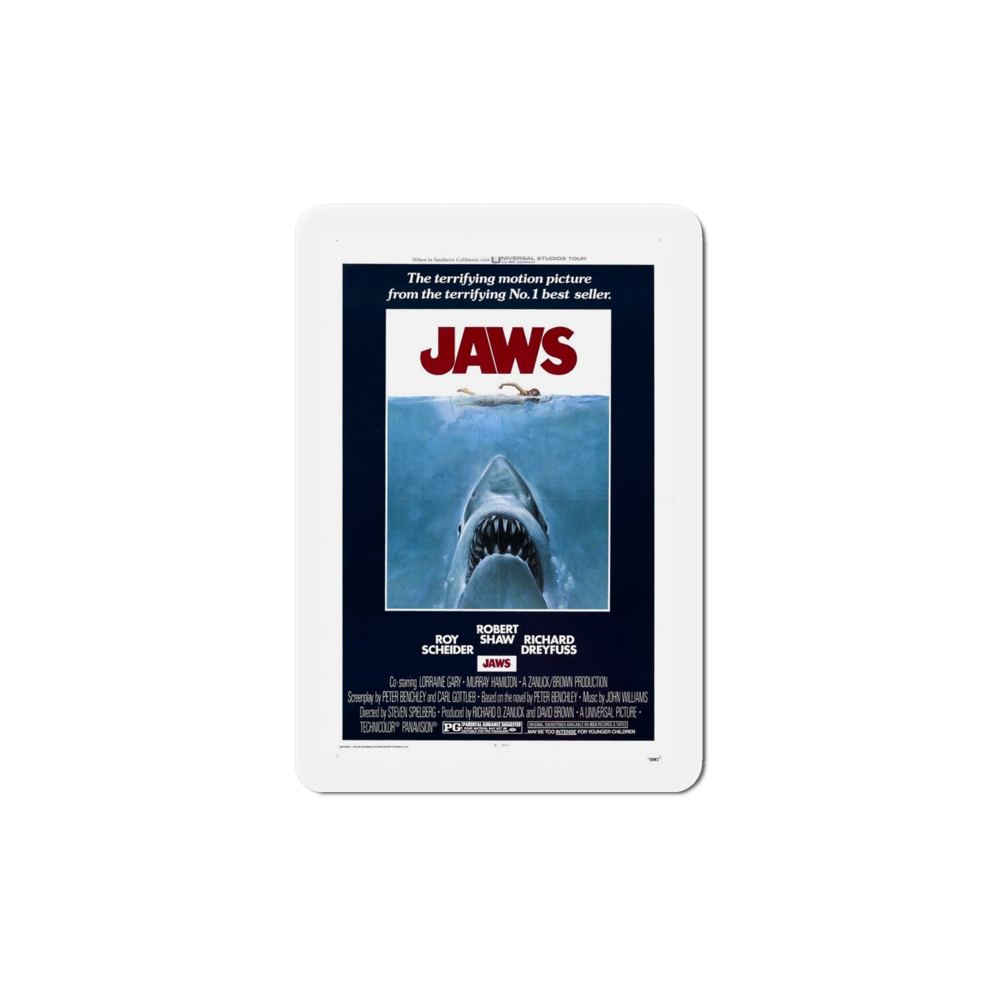 Jaws 1975 Movie Poster Die-Cut Magnet-6 Inch-The Sticker Space