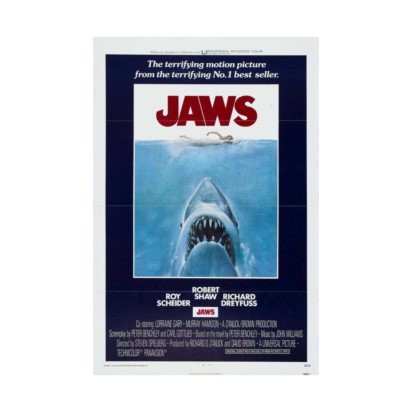 JAWS 1975 - Paper Movie Poster-The Sticker Space