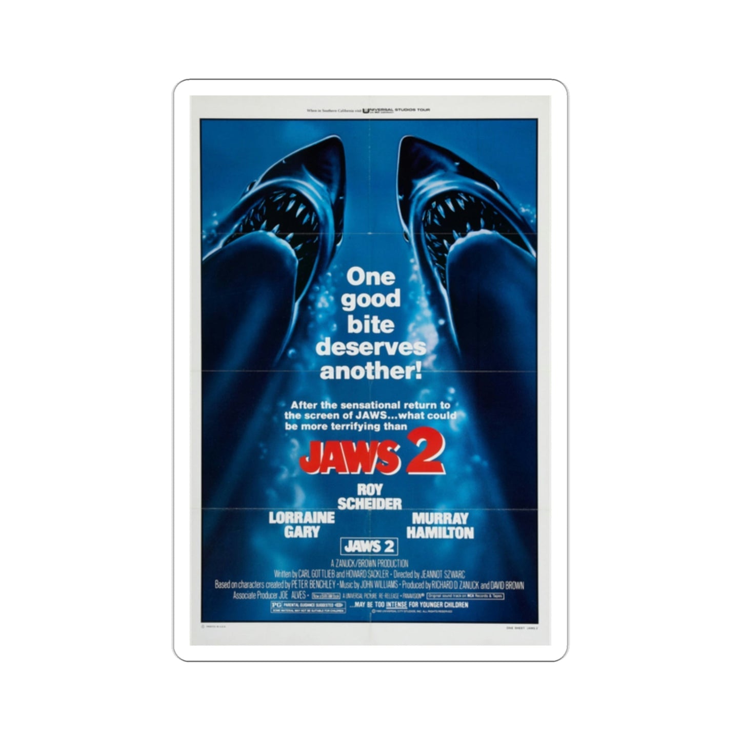 Jaws 2 1978 2 Movie Poster STICKER Vinyl Die-Cut Decal-2 Inch-The Sticker Space