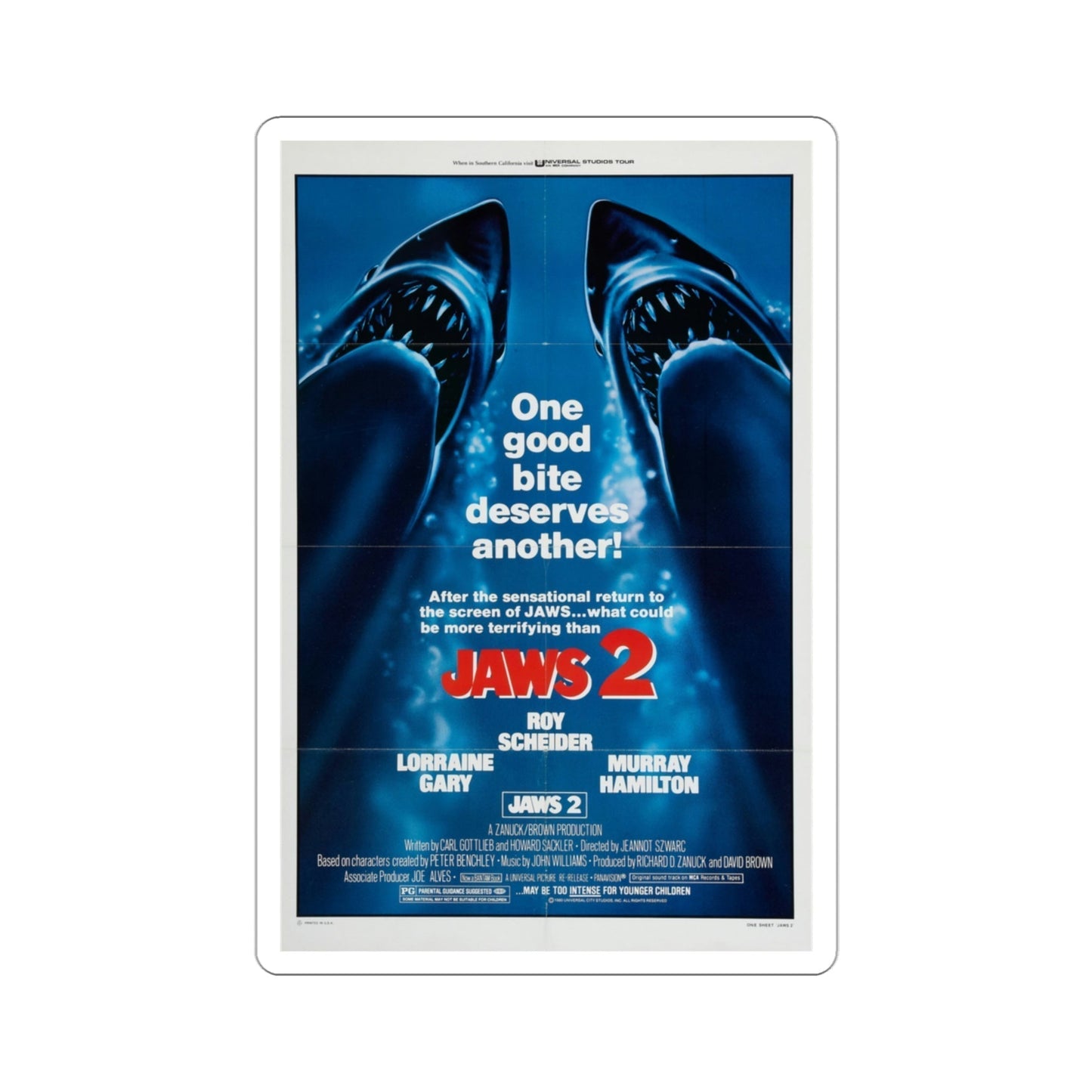 Jaws 2 1978 2 Movie Poster STICKER Vinyl Die-Cut Decal-3 Inch-The Sticker Space