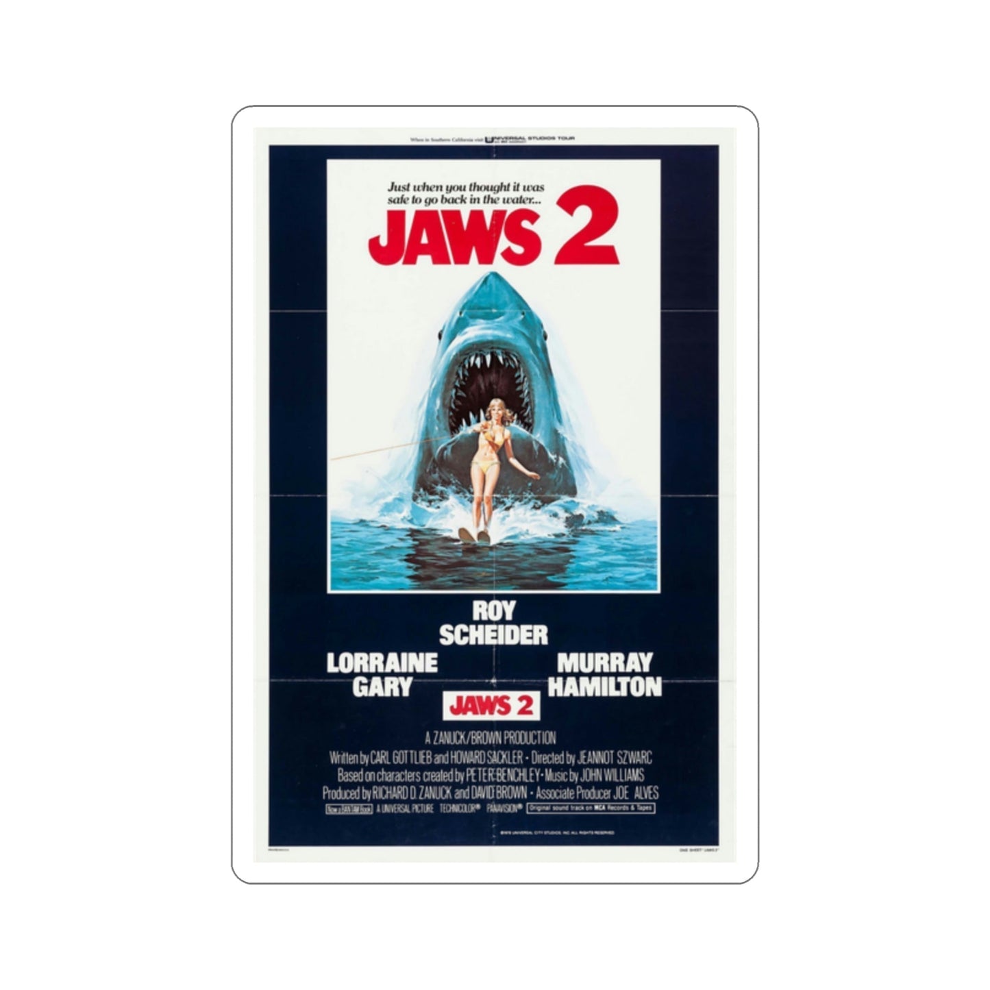 Jaws 2 1978 3 Movie Poster STICKER Vinyl Die-Cut Decal-2 Inch-The Sticker Space