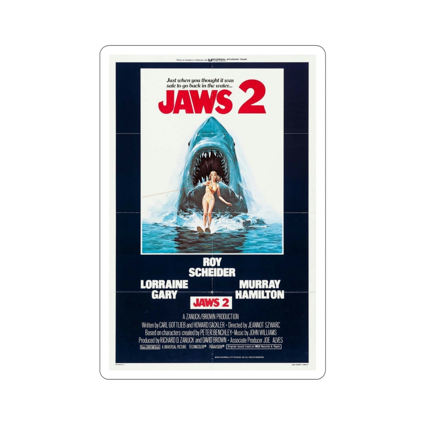 Jaws 2 1978 3 Movie Poster STICKER Vinyl Die-Cut Decal-4 Inch-The Sticker Space