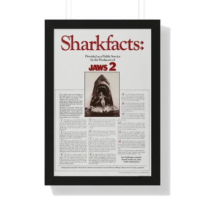 JAWS 2 (TEASER) 1978 - Framed Movie Poster 16″ x 24″ Black - The Sticker Space