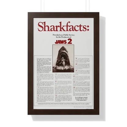 JAWS 2 (TEASER) 1978 - Framed Movie Poster 16″ x 24″ Walnut - The Sticker Space