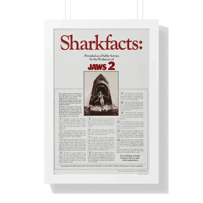 JAWS 2 (TEASER) 1978 - Framed Movie Poster 16″ x 24″ White - The Sticker Space