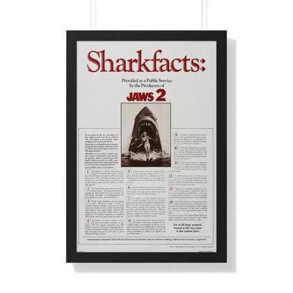 JAWS 2 (TEASER) 1978 - Framed Movie Poster 20" x 30" Black - The Sticker Space