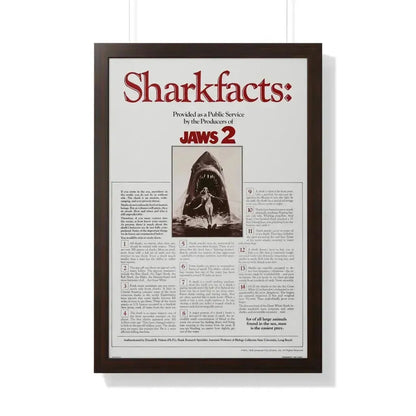 JAWS 2 (TEASER) 1978 - Framed Movie Poster 20" x 30" Walnut - The Sticker Space