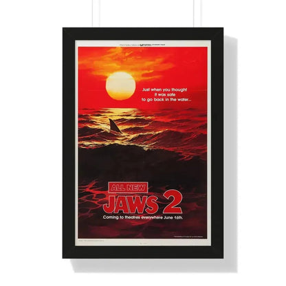 JAWS 2 (TEASER 2) 1978 - Framed Movie Poster 16″ x 24″ Black - The Sticker Space