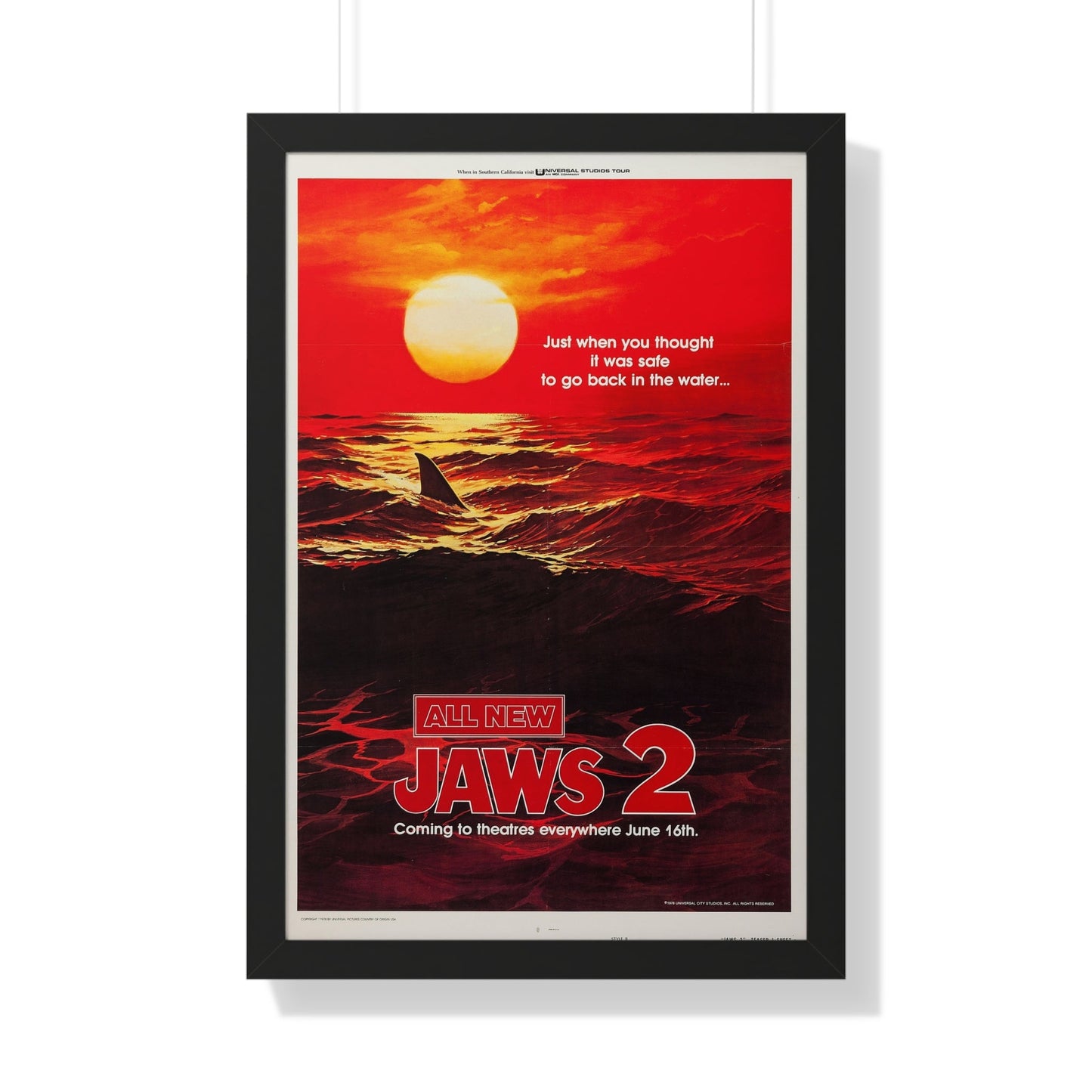 JAWS 2 (TEASER 2) 1978 - Framed Movie Poster-20" x 30"-The Sticker Space