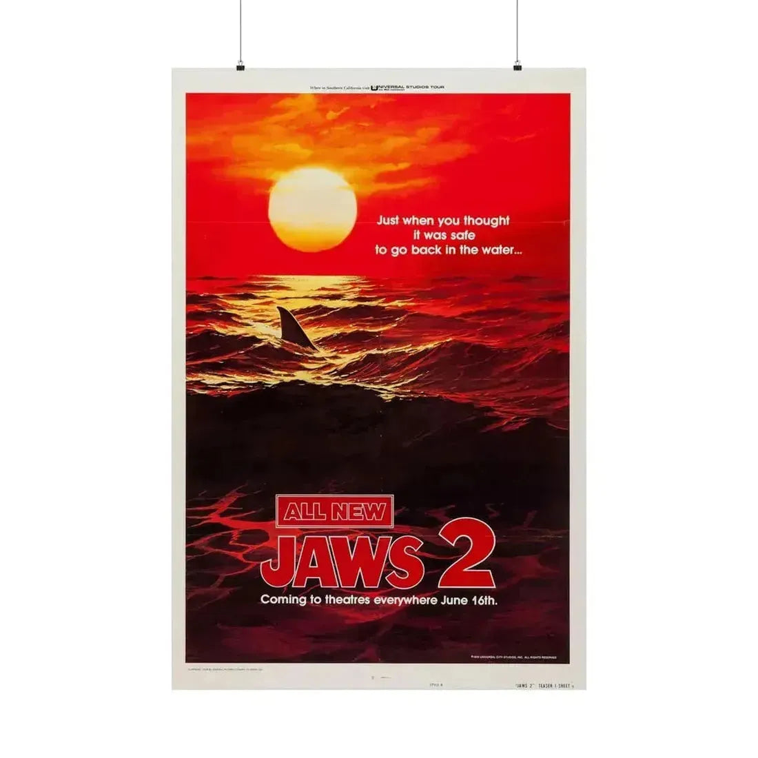 JAWS 2 (TEASER 2) 1978 - Paper Movie Poster 36" x 54" Matte - The Sticker Space