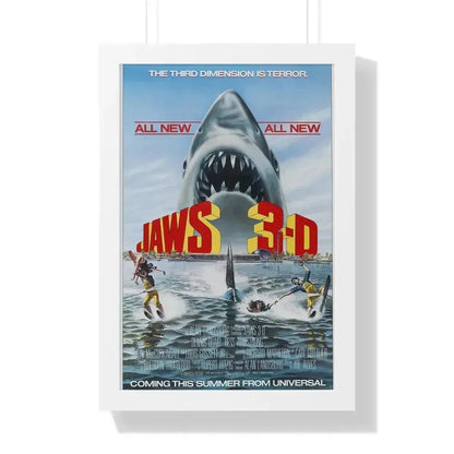 JAWS 3-D 1983 - Framed Movie Poster 16″ x 24″ White - The Sticker Space