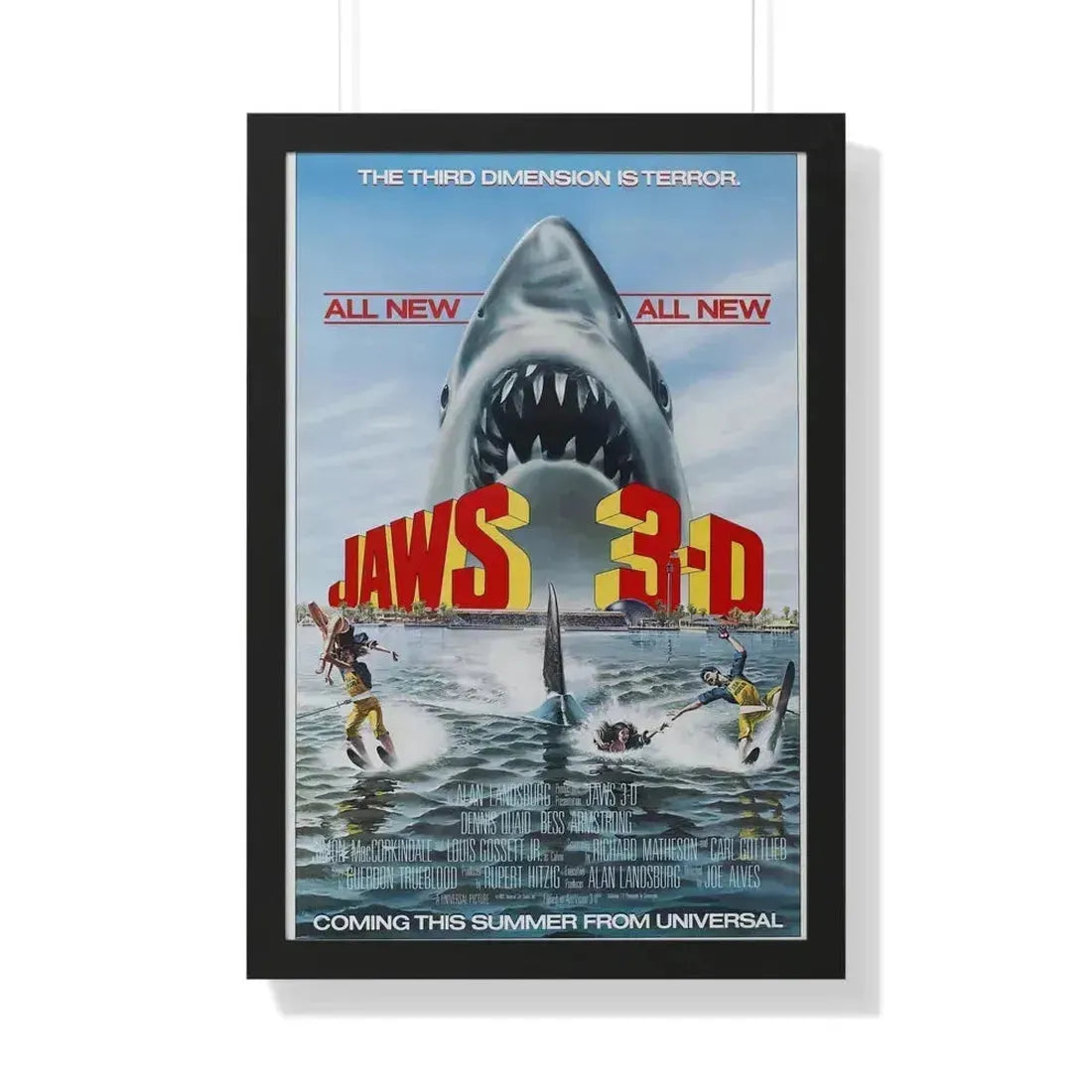 JAWS 3-D 1983 - Framed Movie Poster 20" x 30" Black - The Sticker Space