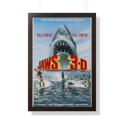 JAWS 3-D 1983 - Framed Movie Poster 20" x 30" Walnut - The Sticker Space