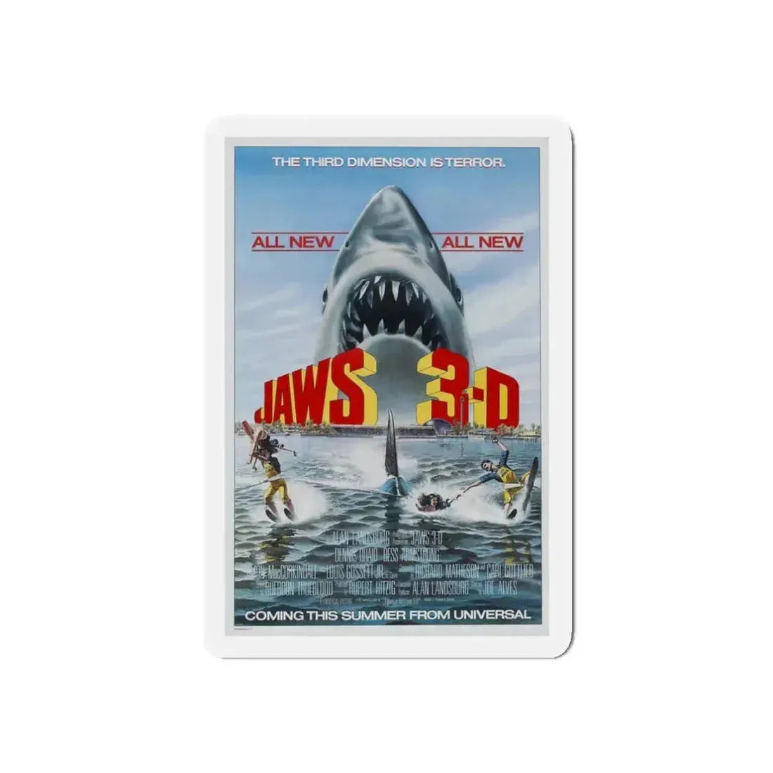 JAWS 3-D 1983 Movie Poster - Refrigerator Magnet 3 Inch Die-Cut - The Sticker Space