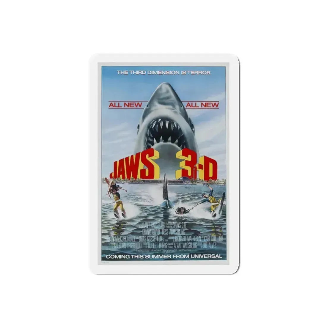 JAWS 3-D 1983 Movie Poster - Refrigerator Magnet 5 Inch Die-Cut - The Sticker Space
