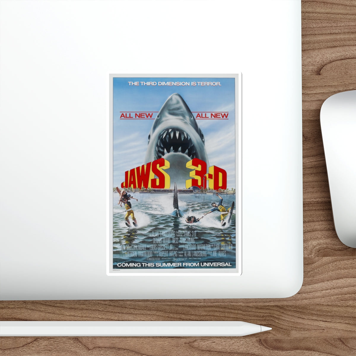 JAWS 3-D 1983 Movie Poster STICKER Vinyl Die-Cut Decal-The Sticker Space