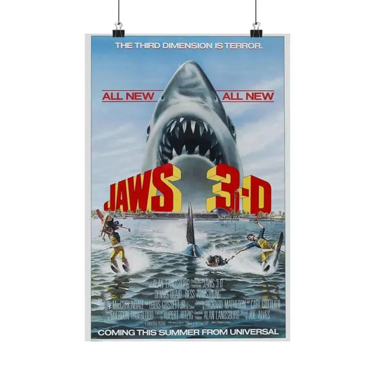 JAWS 3-D 1983 - Paper Movie Poster 12″ x 18″ Matte - The Sticker Space