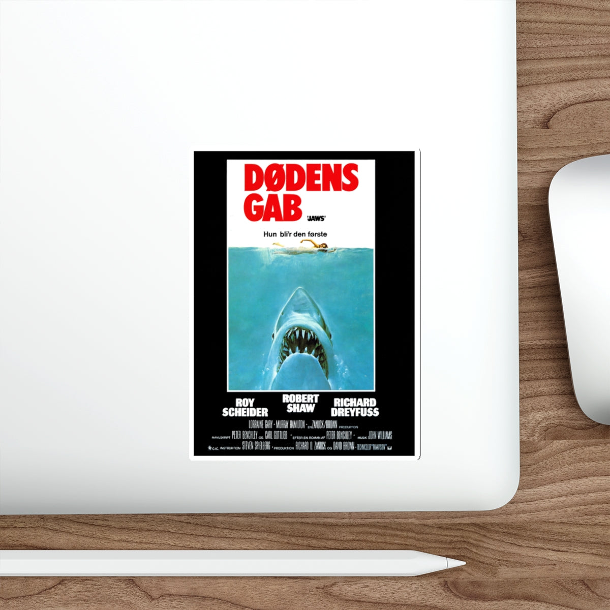 JAWS (DANISH) 1975 Movie Poster STICKER Vinyl Die-Cut Decal-The Sticker Space