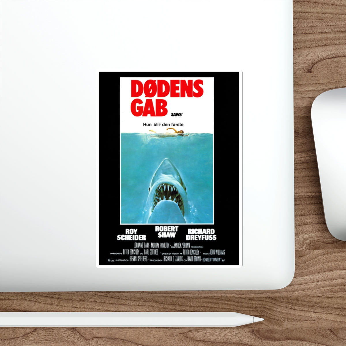 JAWS (DANISH) 1975 Movie Poster STICKER Vinyl Die-Cut Decal-The Sticker Space