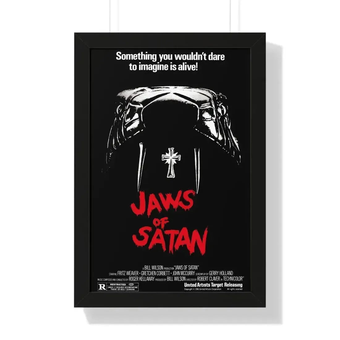 JAWS OF SATAN 1981 - Framed Movie Poster 16″ x 24″ Black - The Sticker Space