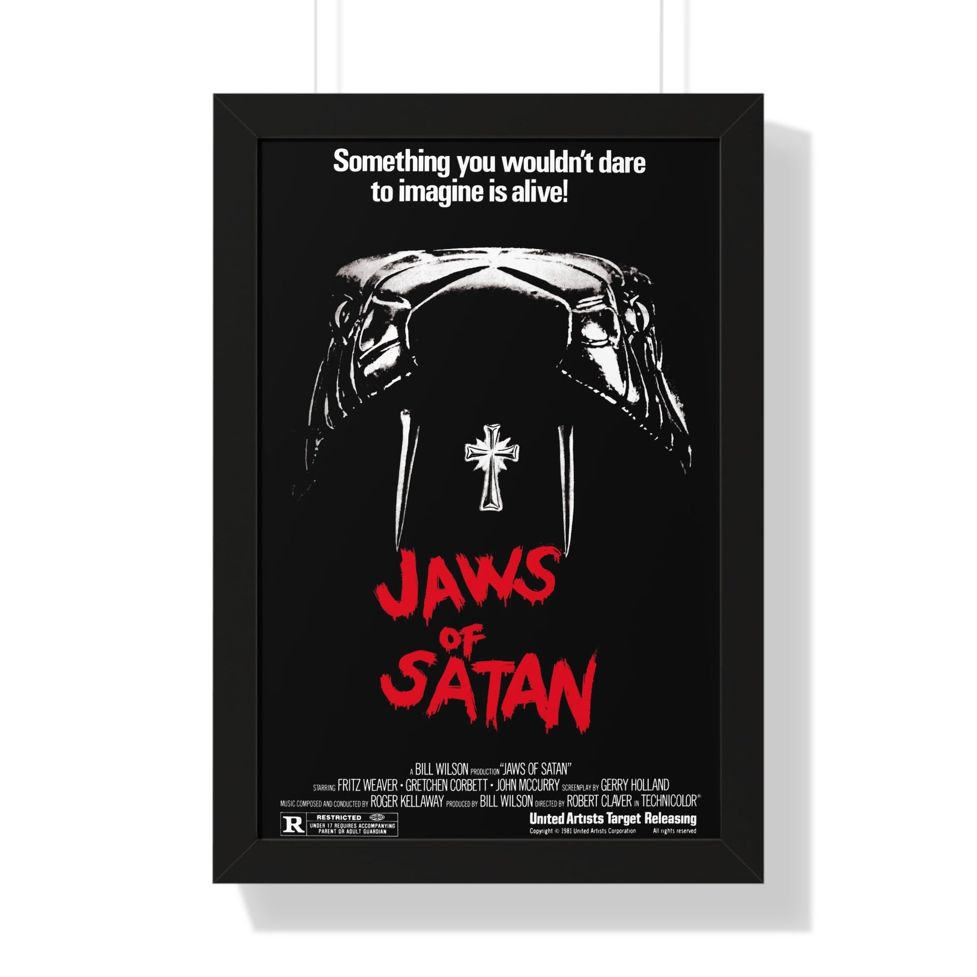 JAWS OF SATAN 1981 - Framed Movie Poster-16″ x 24″-The Sticker Space