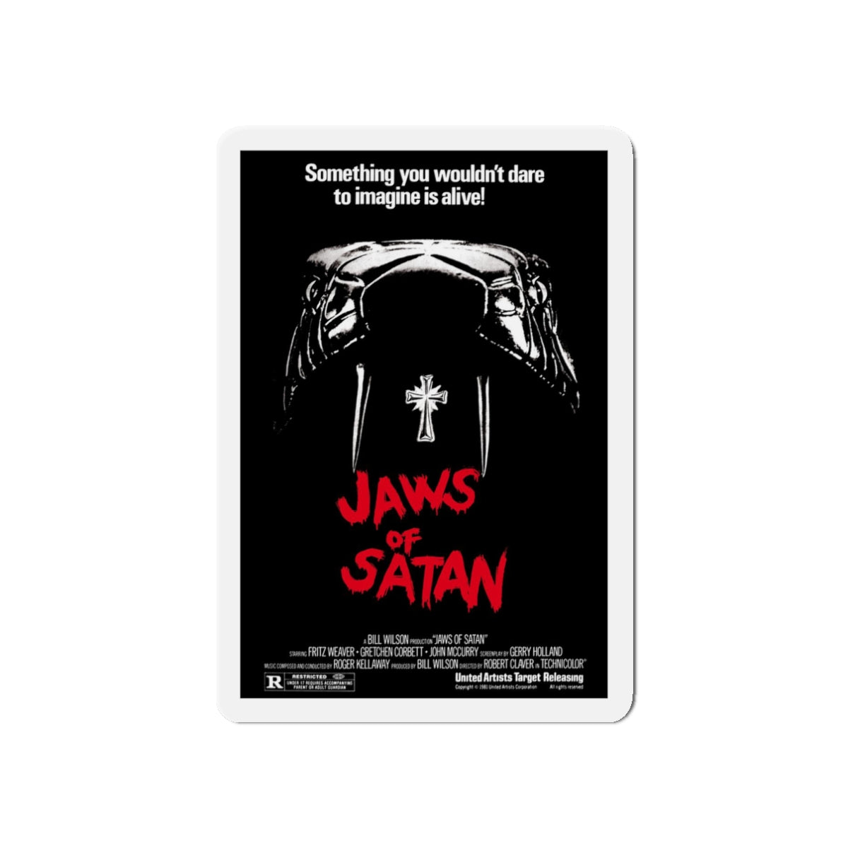 JAWS OF SATAN 1981 Movie Poster - Refrigerator Magnet-3" x 3"-The Sticker Space