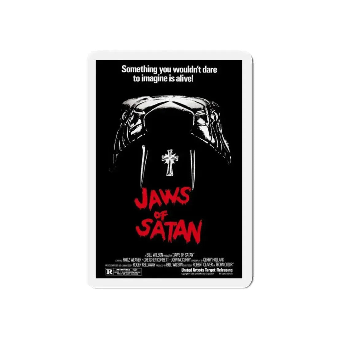 JAWS OF SATAN 1981 Movie Poster - Refrigerator Magnet 3 Inch Die-Cut - The Sticker Space
