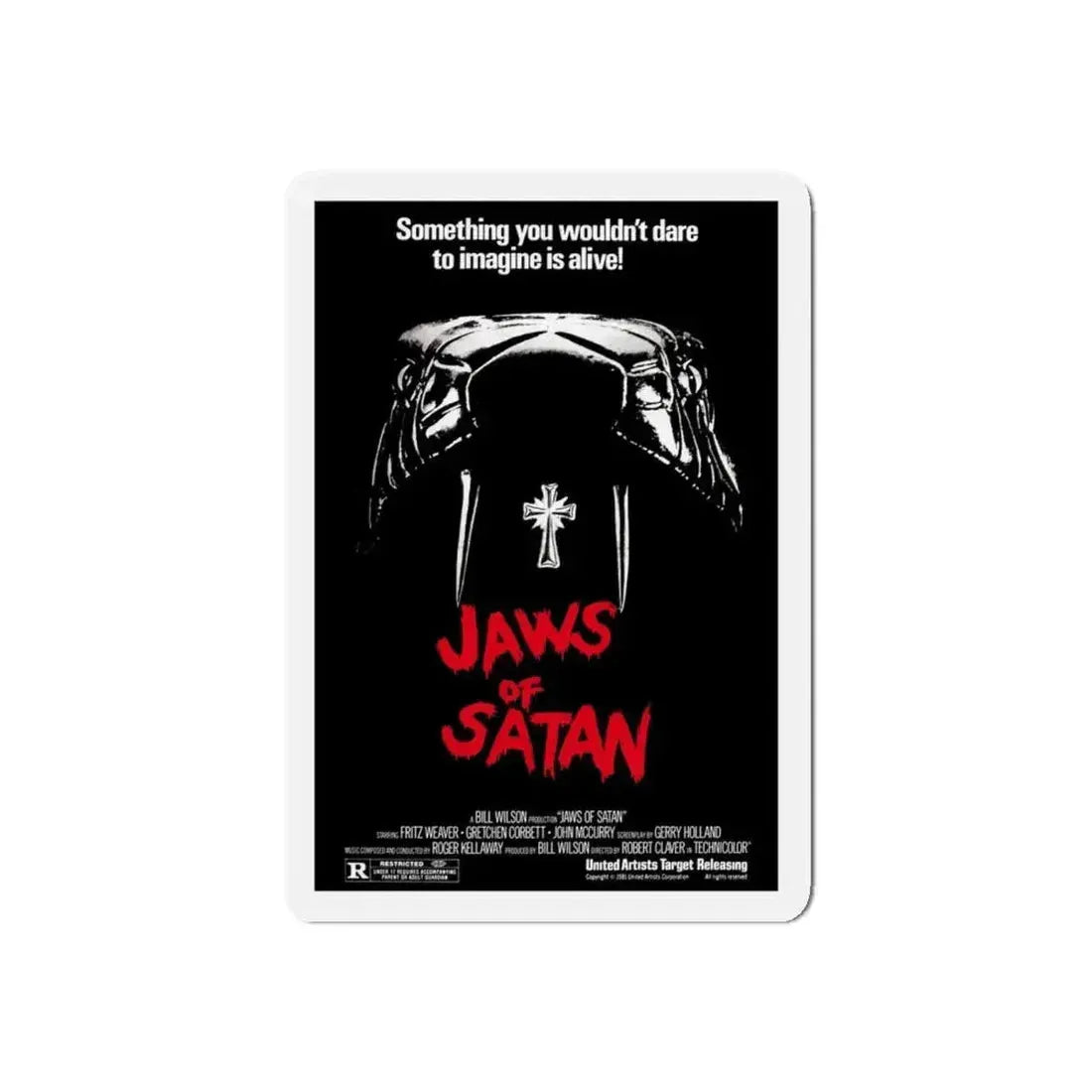 JAWS OF SATAN 1981 Movie Poster - Refrigerator Magnet 4 Inch Die-Cut - The Sticker Space