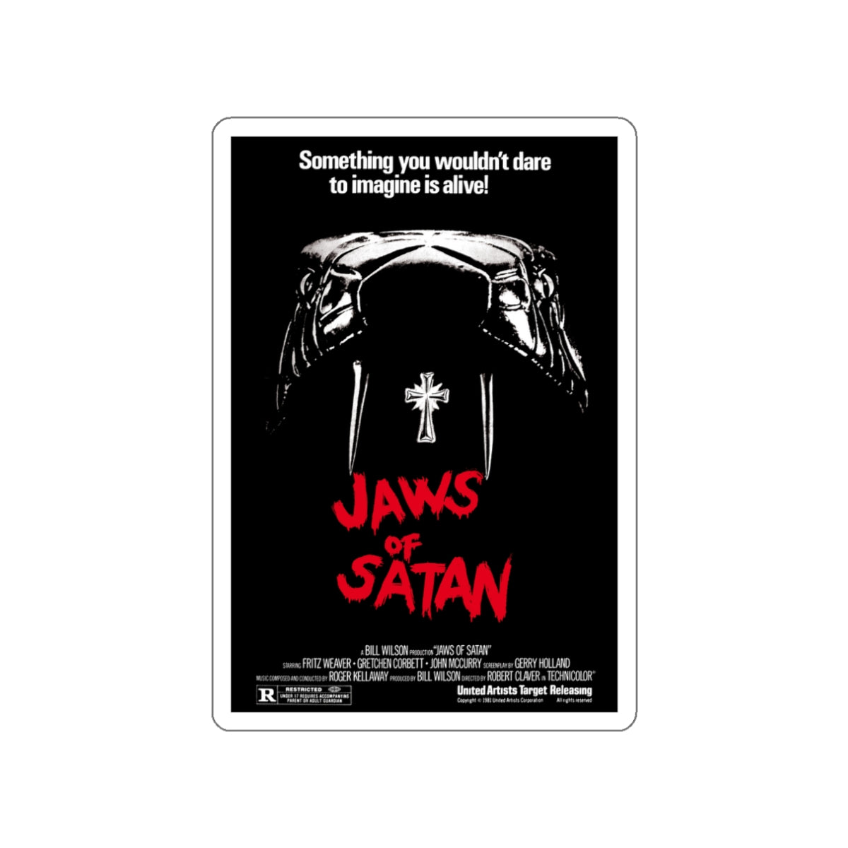 JAWS OF SATAN 1981 Movie Poster STICKER Vinyl Die-Cut Decal-3 Inch-The Sticker Space