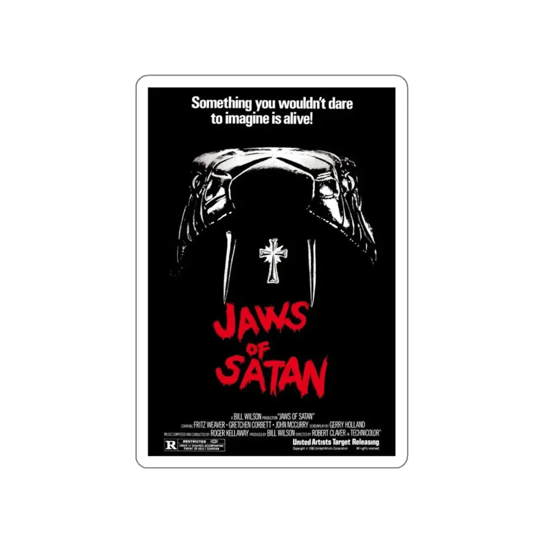 JAWS OF SATAN 1981 Movie Poster STICKER Vinyl Die-Cut Decal - The Sticker Space