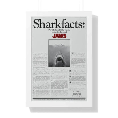 JAWS (TEASER) 1975 - Framed Movie Poster 16″ x 24″ White - The Sticker Space