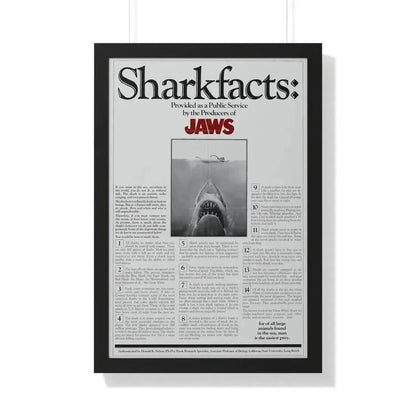 JAWS (TEASER) 1975 - Framed Movie Poster 20" x 30" Black - The Sticker Space