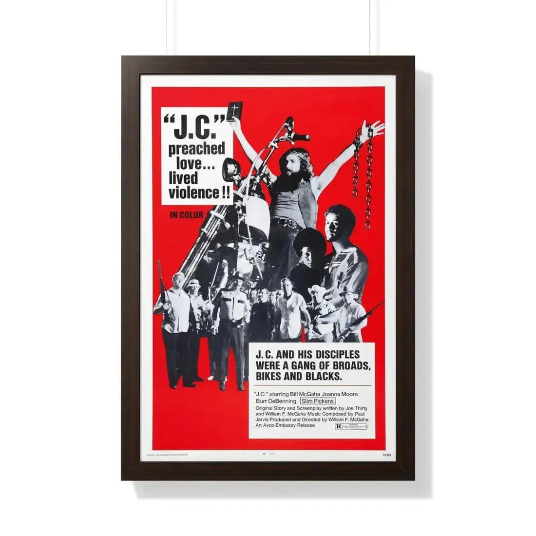 J.C. 1972 - Framed Movie Poster 20" x 30" Walnut - The Sticker Space