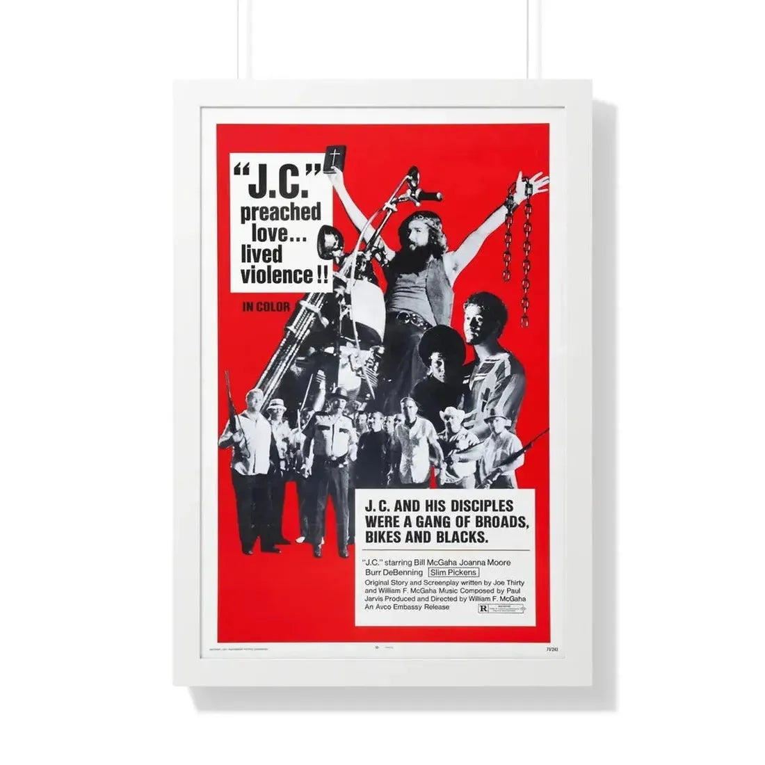 J.C. 1972 - Framed Movie Poster 20" x 30" White - The Sticker Space