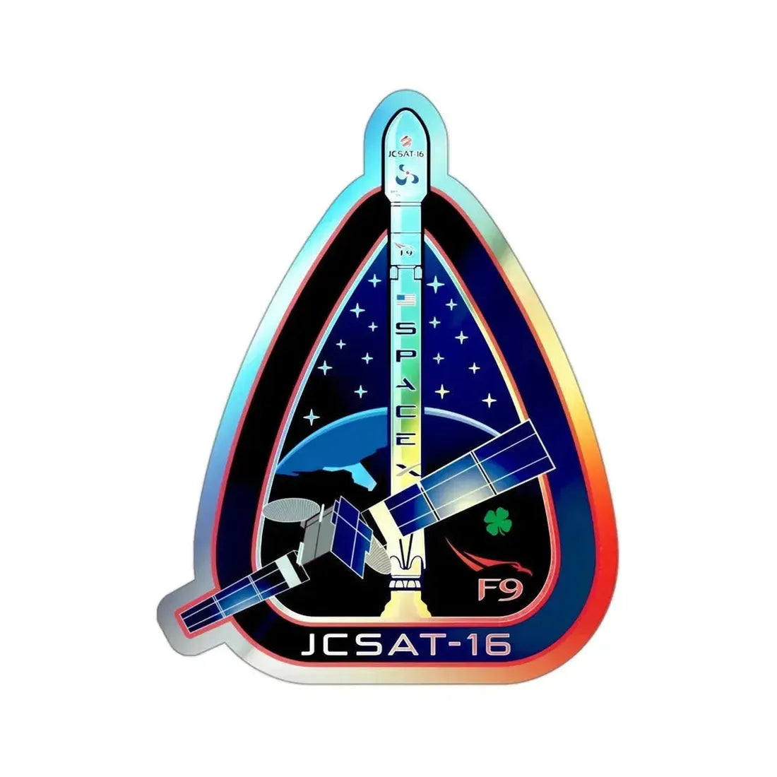 JCSAT-16 (SpaceX) Holographic STICKER Die-Cut Vinyl Decal 3 Inch Holographic - The Sticker Space