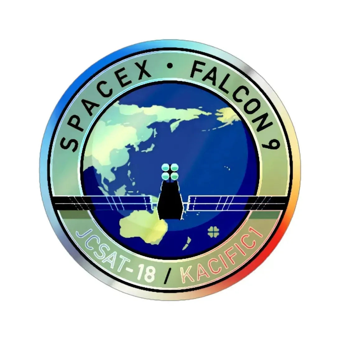 JCSAT-18 (SpaceX) Holographic STICKER Die-Cut Vinyl Decal 3 Inch Holographic - The Sticker Space